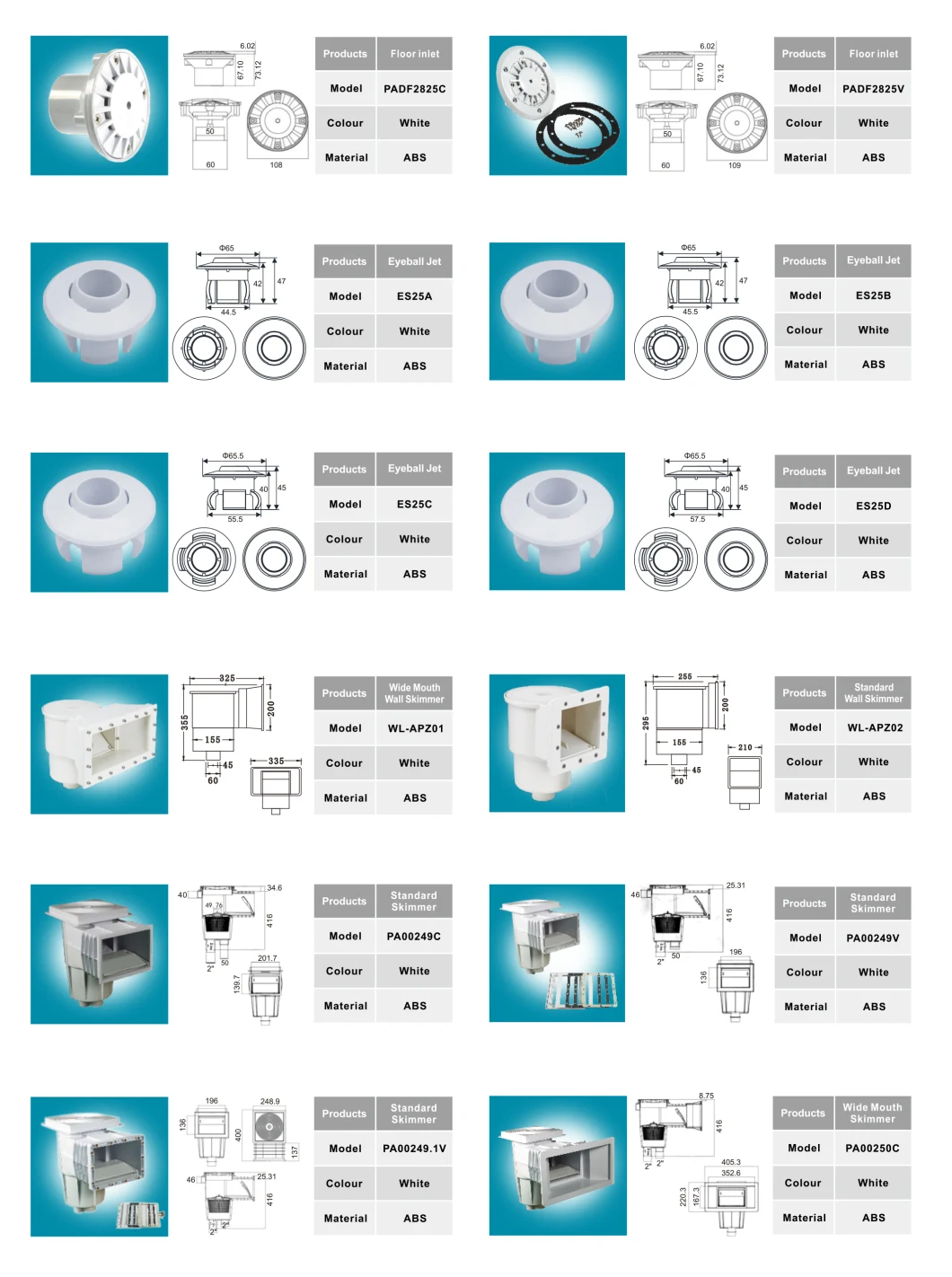 Eyeball Inlet for Concrete Pool Wl-Ejh14V Series