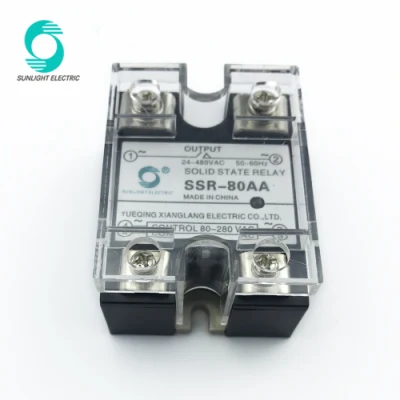 Высокопроизводительный SSR-80AA 80A Control 90V-250VAC Выход 24V-480 AC Однофазное реле SSR Твердотельное реле